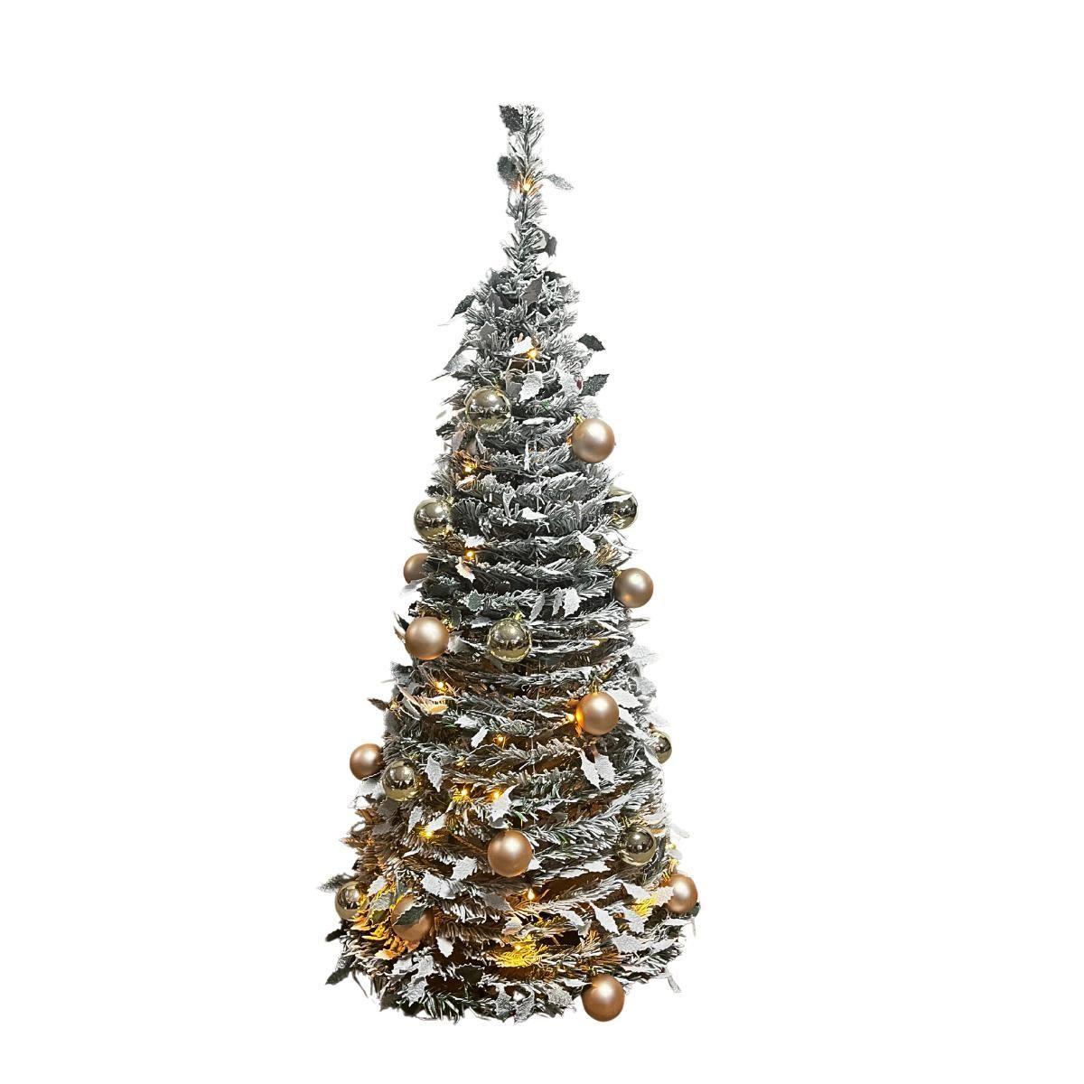 Arvore Cone Nevada Com Led Usb Verde Branco 120Cm